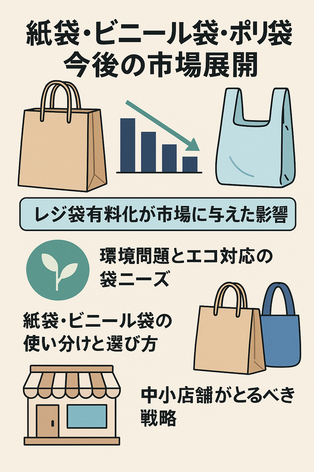 紙袋・ビニール袋・ポリ袋の今後の市場展開とは？ 店舗・企業が取るべき戦略を解説