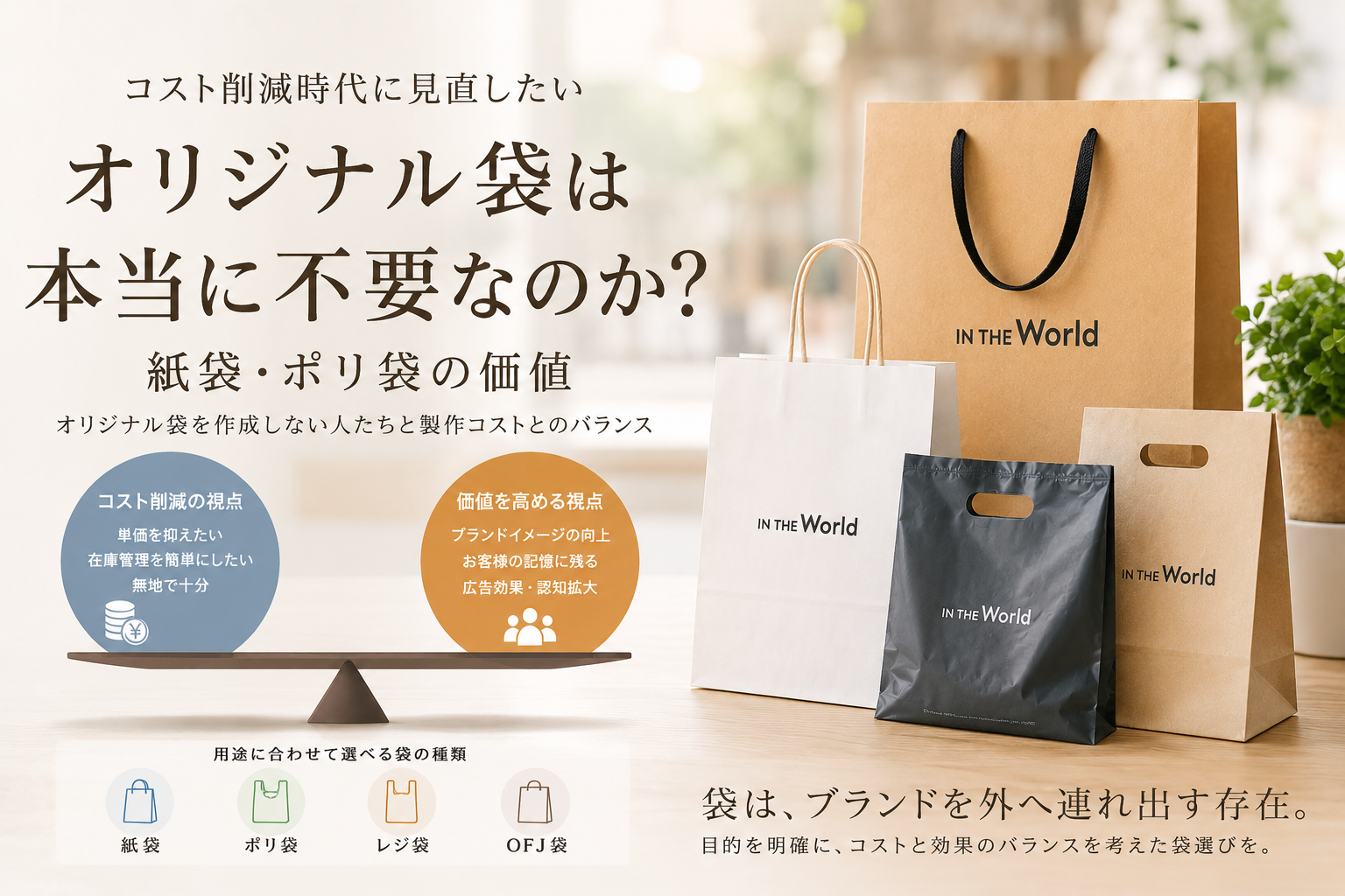 オリジナル袋は本当に不要なのか?コスト削減時代に見直したい紙袋・ポリ袋の価値